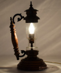Rustykalna Lampka Stołowa z Drewna i Mosiądzu - Unikatowe Oświetlenie